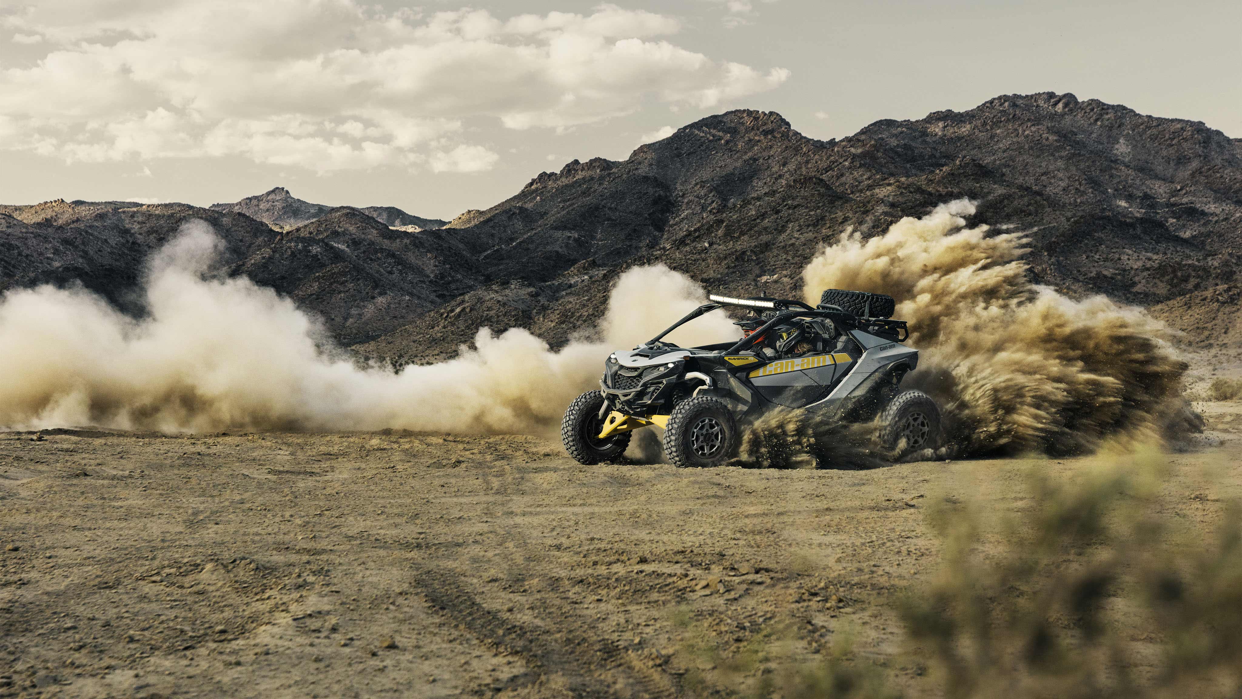 Can-Am Maverick R riding in dirt