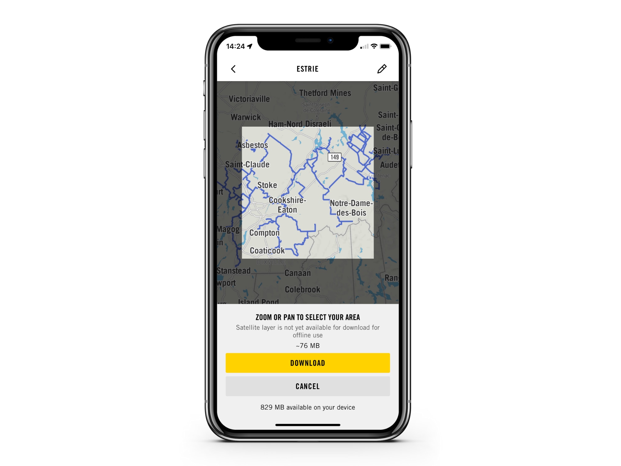 Descargue parte de su mapa de conducción a través de BRP GO!