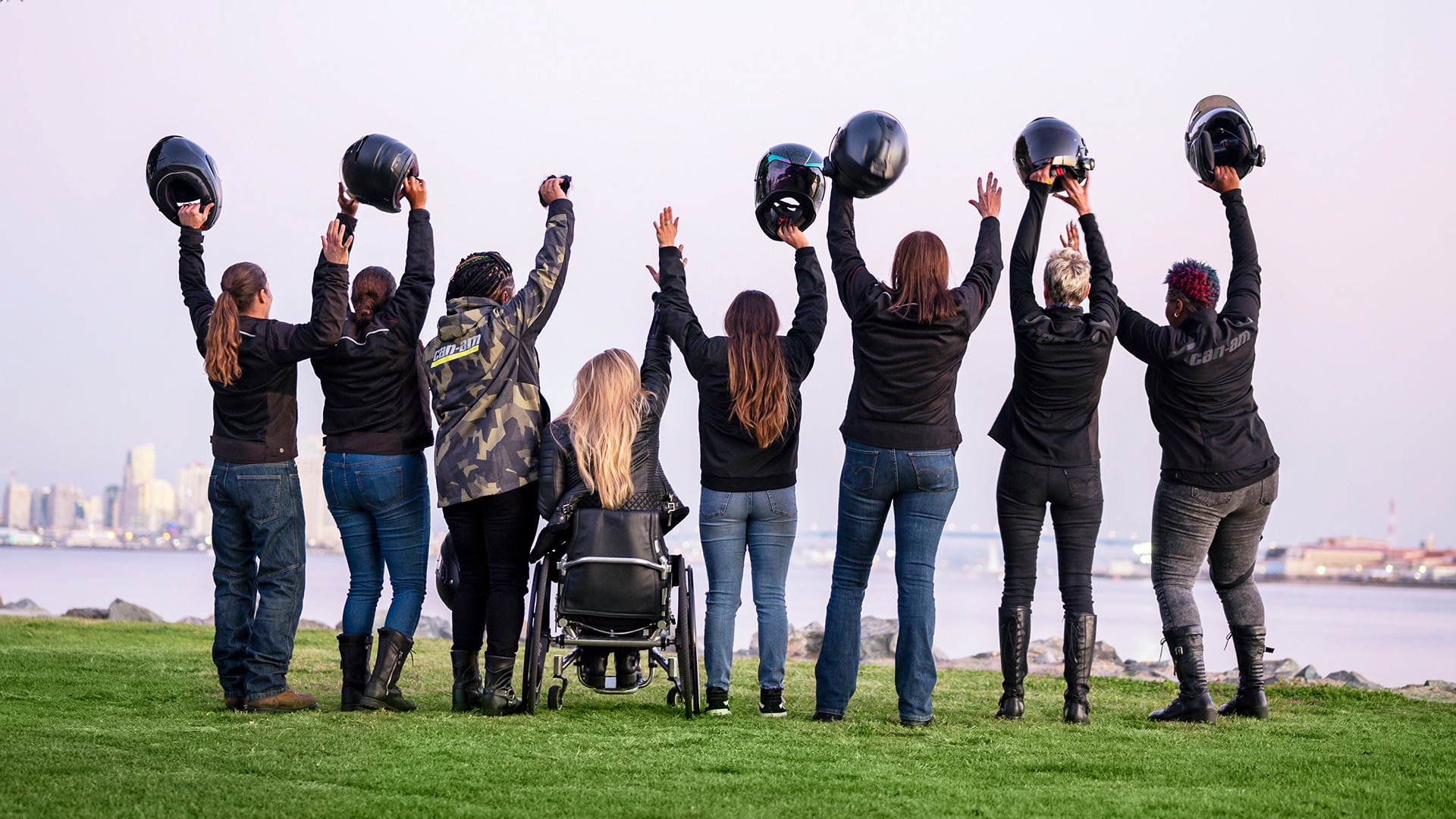 Girls with their helmets